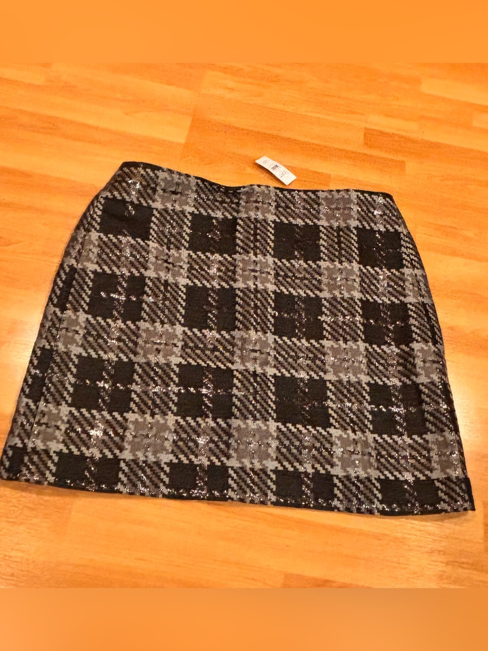LOFT Black and Gray Plaid Mini Skirt